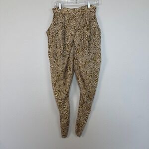 Forever 21 Women's Animal‎ Print Safari Baggy Pants Size Medium Tan Cream Brown